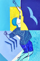 Bend & Stretch Oil Pastel and Paper Collage