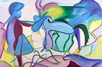 Girl Leading Goat Oil on Canvas