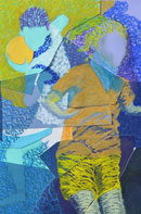 Sports Oil Pastel and Paper Collage