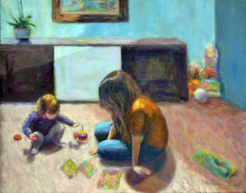 Mother and daugther playing