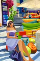 A women sitting on steps Oil Painting