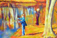 Boys Fishing Oil on Canvas