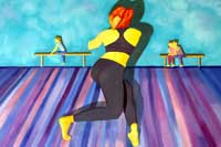 Dancer practicing in a dance studio painting