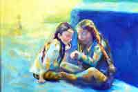 Girls stting and talking Oil on Canvas