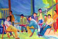 Hanging with the Guys Oil on Canvas