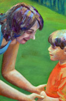 Mother and Son Oil on Canvas