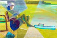 A Women reclining on the beach Oil on Linen