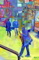 Saxophone Player Oil on Canvas