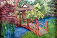 Asian Bridge Oil on Canvas