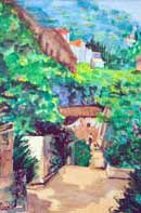 Mountain Village Watercolor