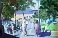 Town Square Oil on Canvas