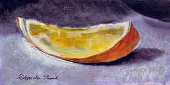 Orange Slice sitting on a napkin